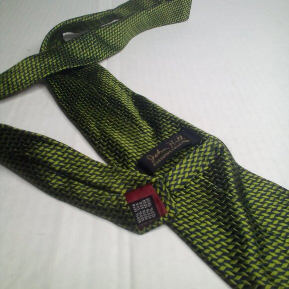 John Hill Executive Collection Men Tie Necktie Silk Green Black - Picture 2 of 7